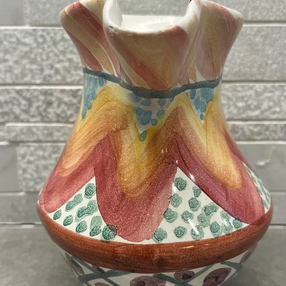 MacKenzie-Childs Multicolor Retired Keukenhoff Ceramic Pitcher - Picture 2 of 9